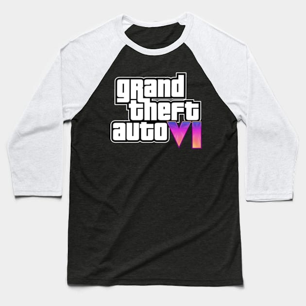 GTA 6 Text Logo Basic Baseball T-Shirt by toskaworks